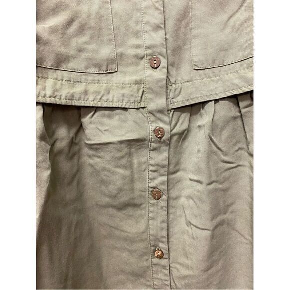 Zara Women's Army Green Tencel Denim Dress Size S Beaded Accent Adjustable Sleev - Picture 5 of 7